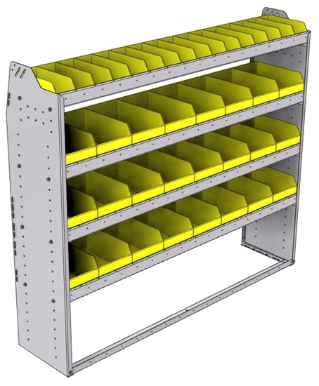 23-6558-4 Profiled back bin shelf unit 67"Wide x 15.5"Deep x 58"High with 4 shelves