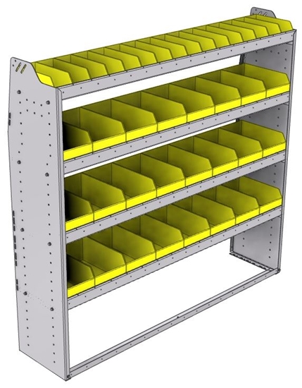 23-6563-4 Profiled back bin shelf unit 67"Wide x 15.5"Deep x 63"High with 4 shelves