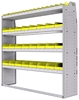 23-6563-4 Profiled back bin shelf unit 67"Wide x 15.5"Deep x 63"High with 4 shelves