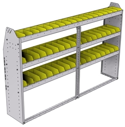 23-7348-3 Profiled back bin shelf unit 75"Wide x 13.5"Deep x 48"High with 3 shelves