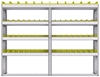 23-7358-4 Profiled back bin shelf unit 75"Wide x 13.5"Deep x 58"High with 4 shelves