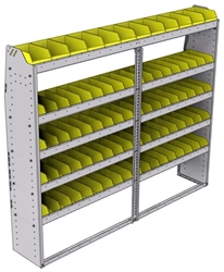 23-7363-5 Profiled back bin shelf unit 75"Wide x 13.5"Deep x 63"High with 5 shelves