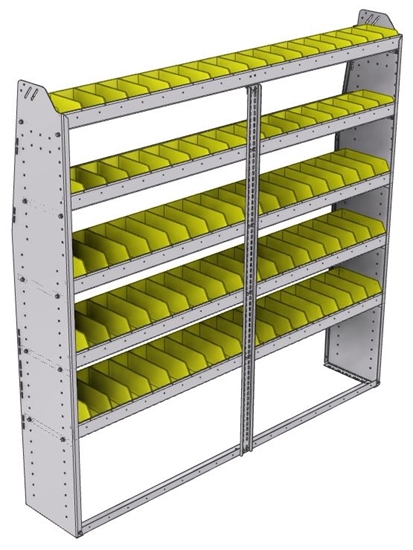 23-7372-5 Profiled back bin shelf unit 75"Wide x 13.5"Deep x 72"High with 5 shelves