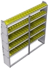 23-7372-5 Profiled back bin shelf unit 75"Wide x 13.5"Deep x 72"High with 5 shelves