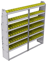 23-7372-6 Profiled back bin shelf unit 75"Wide x 13.5"Deep x 72"High with 6 shelves