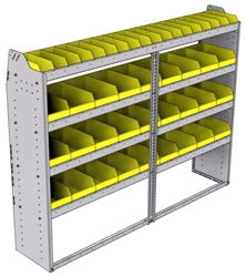 23-7558-4 Profiled back bin shelf unit 75"Wide x 15.5"Deep x 58"High with 4 shelves