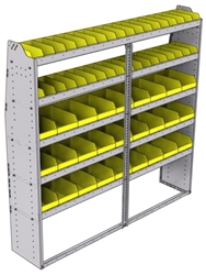 23-7572-5 Profiled back bin shelf unit 75"Wide x 15.5"Deep x 72"High with 5 shelves