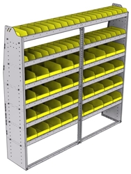23-7572-6 Profiled back bin shelf unit 75"Wide x 15.5"Deep x 72"High with 6 shelves