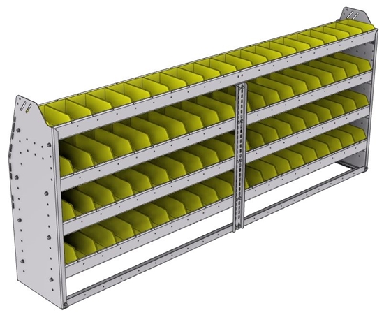 23-8336-4 Profiled back bin shelf unit 84"Wide x 13.5"Deep x 36"High with 4 shelves