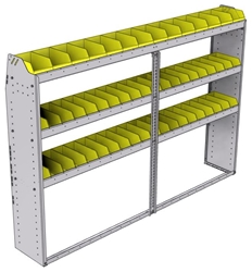 23-8358-3 Profiled back bin shelf unit 84"Wide x 13.5"Deep x 58"High with 3 shelves