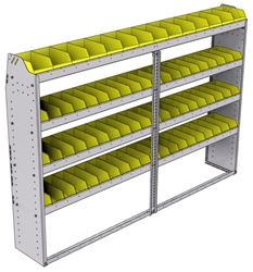 23-8358-4 Profiled back bin shelf unit 84"Wide x 13.5"Deep x 58"High with 4 shelves