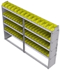 23-8358-4 Profiled back bin shelf unit 84"Wide x 13.5"Deep x 58"High with 4 shelves