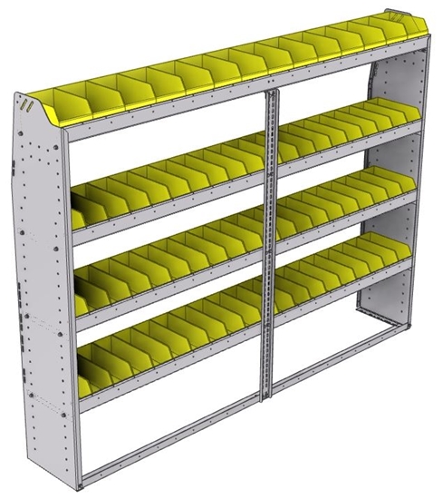 23-8363-4 Profiled back bin shelf unit 84"Wide x 13.5"Deep x 63"High with 4 shelves
