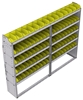 23-8363-5 Profiled back bin shelf unit 84"Wide x 13.5"Deep x 63"High with 5 shelves