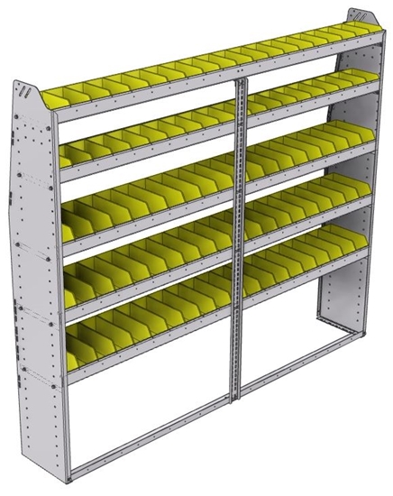 23-8372-5 Profiled back bin shelf unit 84"Wide x 13.5"Deep x 72"High with 5 shelves