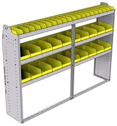 23-8558-3 Profiled back bin shelf unit 84"Wide x 15.5"Deep x 58"High with 3 shelves