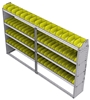 23-9358-4 Profiled back bin shelf unit 94"Wide x 13.5"Deep x 58"High with 4 shelves