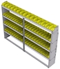 23-9363-4 Profiled back bin shelf unit 94"Wide x 13.5"Deep x 63"High with 4 shelves
