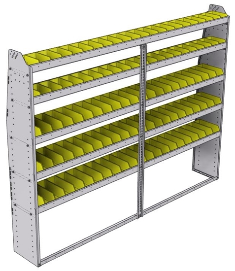 23-9372-5 Profiled back bin shelf unit 94"Wide x 13.5"Deep x 72"High with 5 shelves