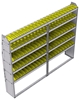 23-9372-5 Profiled back bin shelf unit 94"Wide x 13.5"Deep x 72"High with 5 shelves