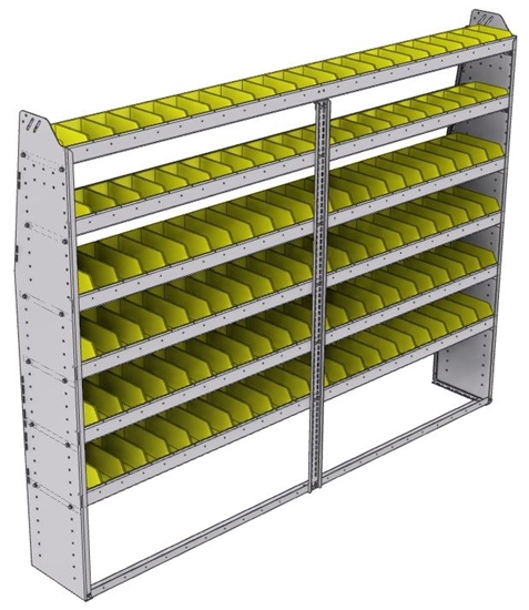 23-9372-6 Profiled back bin shelf unit 94"Wide x 13.5"Deep x 72"High with 6 shelves