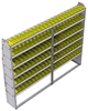 23-9372-6 Profiled back bin shelf unit 94"Wide x 13.5"Deep x 72"High with 6 shelves