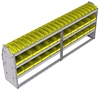 23-9536-3 Profiled back bin shelf unit 94"Wide x 15.5"Deep x 36"High with 3 shelves