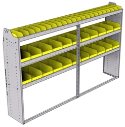 23-9558-3 Profiled back bin shelf unit 94"Wide x 15.5"Deep x 58"High with 3 shelves