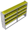 23-9558-4 Profiled back bin shelf unit 94"Wide x 15.5"Deep x 58"High with 4 shelves