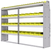 23-9563-4 Profiled back bin shelf unit 94"Wide x 15.5"Deep x 63"High with 4 shelves