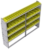 23-9563-4 Profiled back bin shelf unit 94"Wide x 15.5"Deep x 63"High with 4 shelves