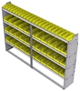 23-9563-4 Profiled back bin shelf unit 94"Wide x 15.5"Deep x 63"High with 4 shelves