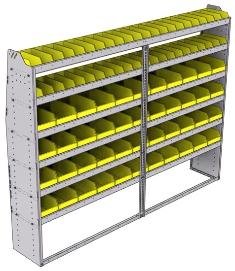 23-9572-6 Profiled back bin shelf unit 94"Wide x 15.5"Deep x 72"High with 6 shelves