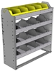 24-3136-4 Square back bin separator combo shelf unit 34.5"Wide x 11.5"Deep x 36"High with 4 shelves