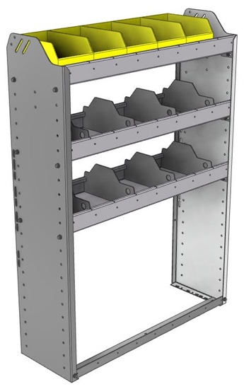 24-3148-3 Square back bin separator combo shelf unit 34.5"Wide x 11.5"Deep x 48"High with 3 shelves