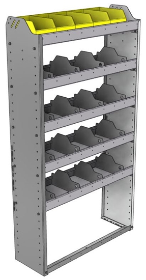 24-3163-5 Square back bin separator combo shelf unit 34.5"Wide x 11.5"Deep x 63"High with 5 shelves