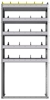 24-3172-5 Square back bin separator combo shelf unit 34.5"Wide x 11.5"Deep x 72"High with 5 shelves