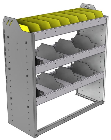 24-3336-3 Square back bin separator combo shelf unit 34.5"Wide x 13.5"Deep x 36"High with 3 shelves