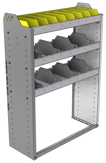 24-3348-3 Square back bin separator combo shelf unit 34.5"Wide x 13.5"Deep x 48"High with 3 shelves
