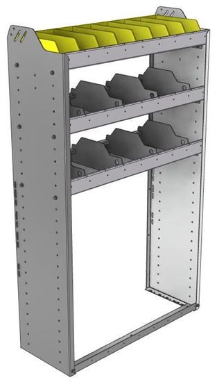 24-3358-3 Square back bin separator combo shelf unit 34.5"Wide x 13.5"Deep x 58"High with 3 shelves