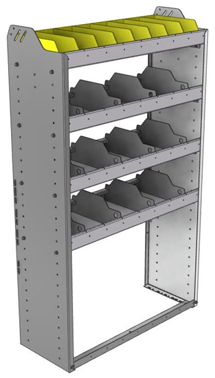 24-3358-4 Square back bin separator combo shelf unit 34.5"Wide x 13.5"Deep x 58"High with 4 shelves