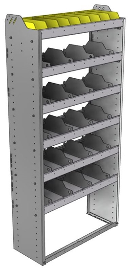 24-3372-6 Square back bin separator combo shelf unit 34.5"Wide x 13.5"Deep x 72"High with 6 shelves