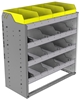 24-3536-4 Square back bin separator combo shelf unit 34.5"Wide x 15.5"Deep x 36"High with 4 shelves