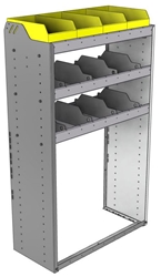 24-3558-3 Square back bin separator combo shelf unit 34.5"Wide x 15.5"Deep x 58"High with 3 shelves