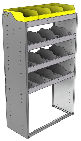 24-3558-4 Square back bin separator combo shelf unit 34.5"Wide x 15.5"Deep x 58"High with 4 shelves