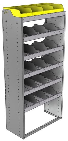 24-3572-6 Square back bin separator combo shelf unit 34.5"Wide x 15.5"Deep x 72"High with 6 shelves