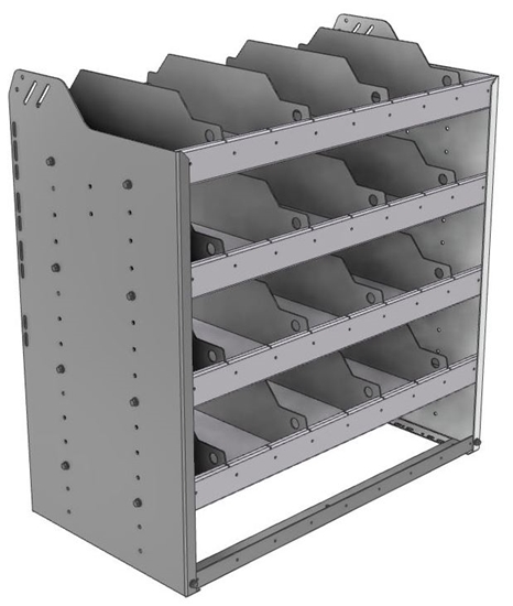 24-3836-4 Square back bin separator combo shelf unit 34.5"Wide x 18.5"Deep x 36"High with 4 shelves