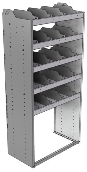 24-3872-5 Square back bin separator combo shelf unit 34.5"Wide x 18.5"Deep x 72"High with 5 shelves