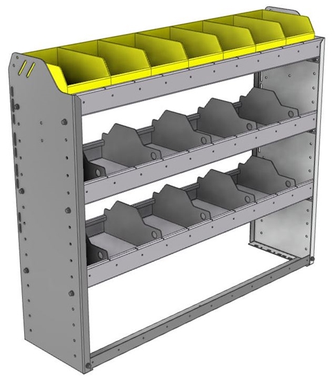 24-4136-3 Square back bin separator combo shelf unit 43"Wide x 11.5"Deep x 36"High with 3 shelves