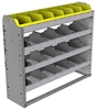 24-4136-4 Square back bin separator combo shelf unit 43"Wide x 11.5"Deep x 36"High with 4 shelves